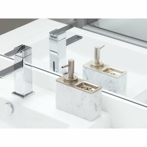 Marble Soap Pump with Ring Tray White